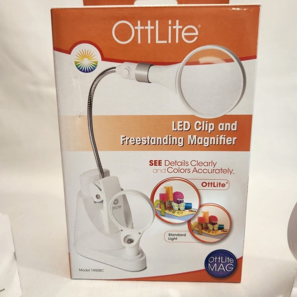 OttLite Magnifier LED Clip-On and Freestanding Swivel Sewing Craft Reading Light